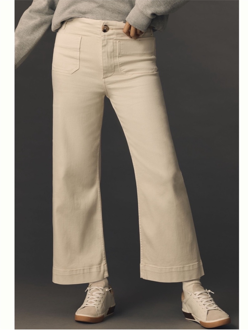 Anthropologie Maeve Colette High Rise Wide Leg Jeans Cloud White Ecru TALL